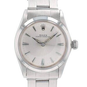 Rolex Oyster Perpetual 6548 31mm Silver Dauphine Index Dial Smooth Bezel Oyster